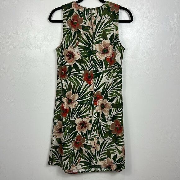 Anne Klein Linen Blend Tropical Print Sleeveless Shift Dress Size 10 - Picture 2 of 9